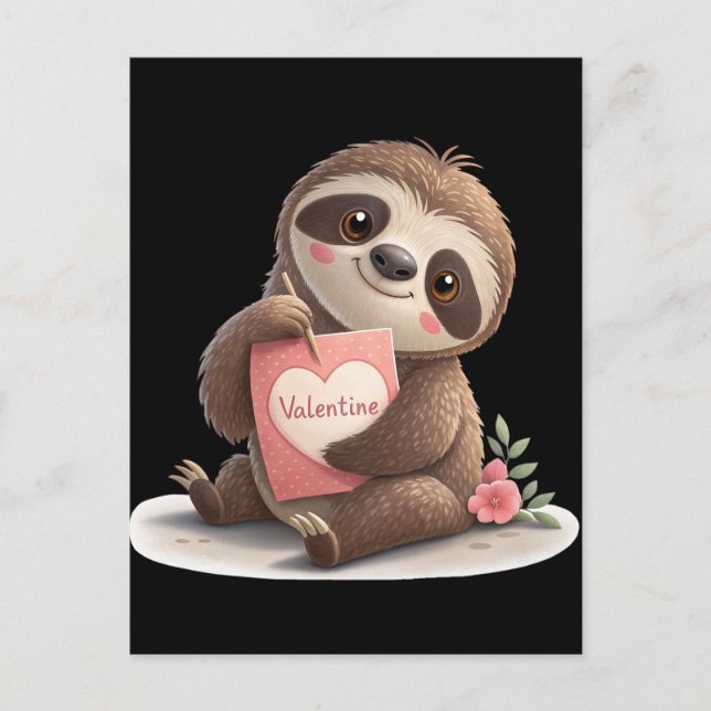 Valentine's Day Sloth Helg Vykort (Framsida)