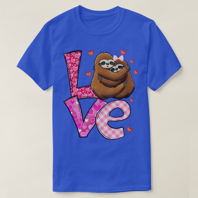 Valentines day Sloth par T Shirt (Design framsida)