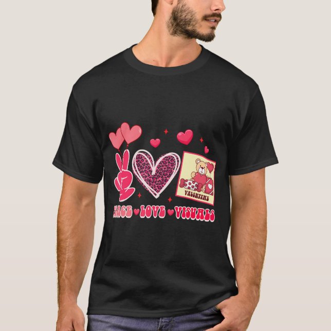 Valentines day Slp Tal-patolog Peace Kärlek V T Shirt (Framsida)