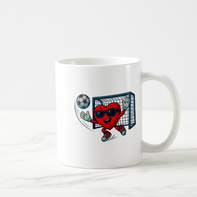 Valentines Day Soccer Goalkeeper Funny Heart Boys  Kaffemugg (Höger)