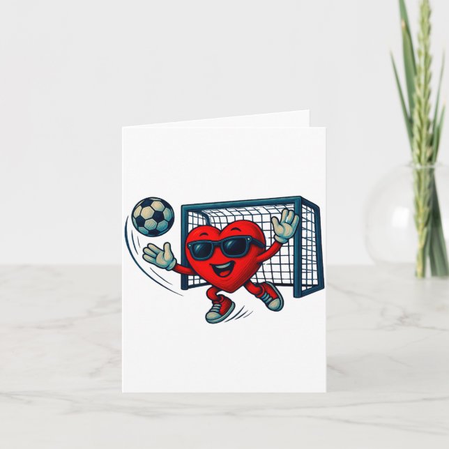 Valentines Day Soccer Goalkeeper Funny Heart Boys  Kort (Framsida)