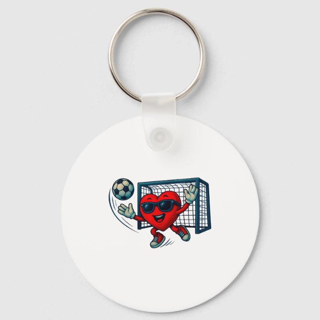 Valentines Day Soccer Goalkeeper Funny Heart Boys  Nyckelring (Framsida)