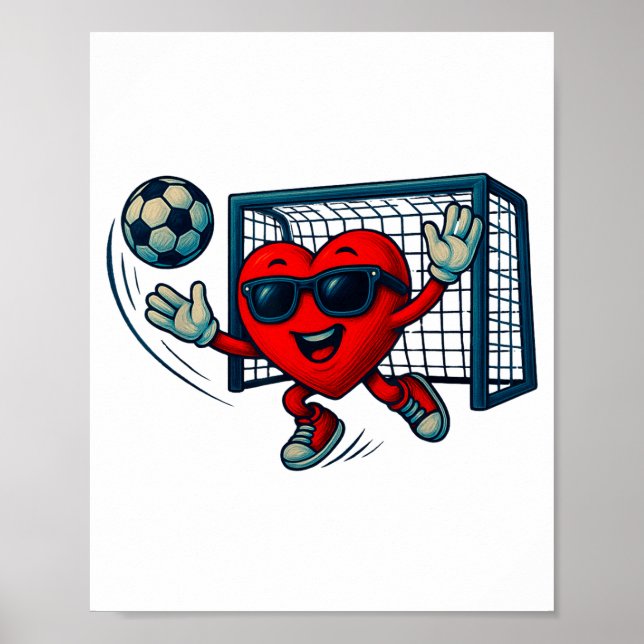 Valentines Day Soccer Goalkeeper Funny Heart Boys  Poster (Framsidan)