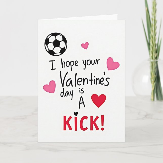 Valentines Day Soccer Kick Card Kort (Framsida)