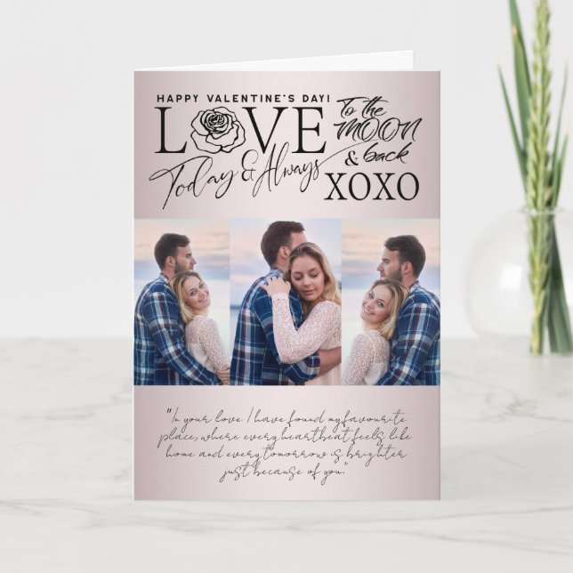 Valentine's Day Soft Blush Foto Collage  Kort (Framsida)