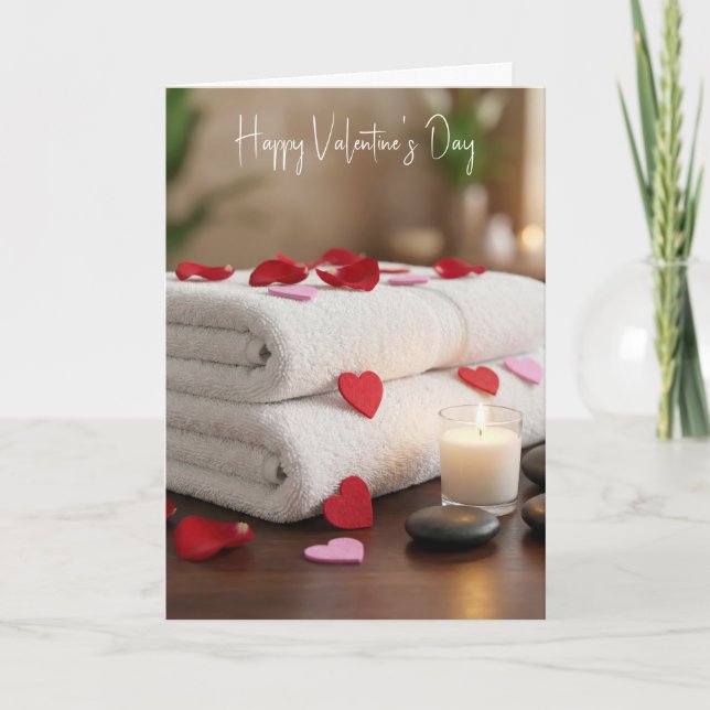 Valentine's Day Spa with Hearts Kort (Framsida)