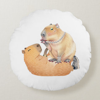 Valentine's day special capibara  round pillow  rund kudde