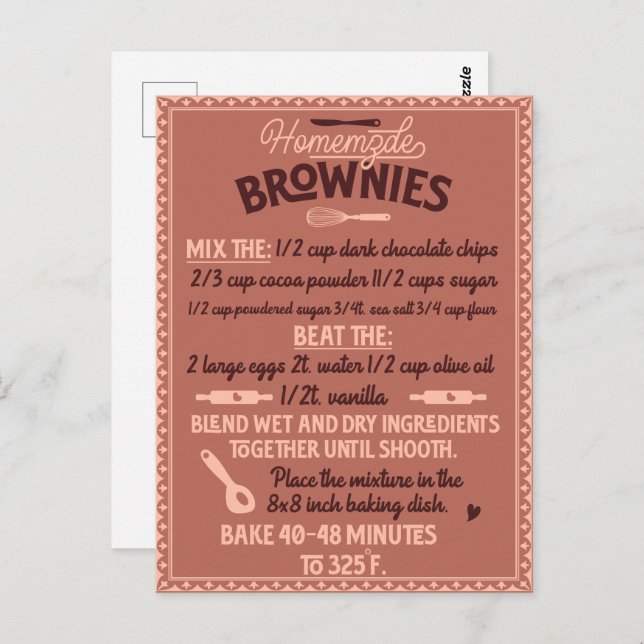 Valentines Day Speciell Homemade Brownie Recipe Vykort (Fram/baksida)