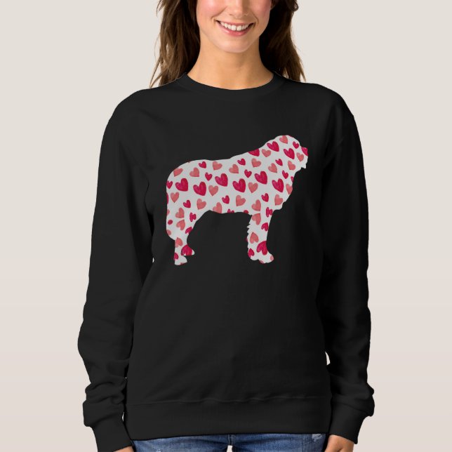 Valentines day St Bernard Hearts Puppy Hund älskar T Shirt (Framsida)