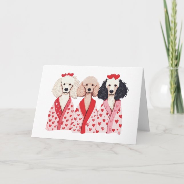 Valentines day Standard Pudel Hundar Helgkort (Framsida)