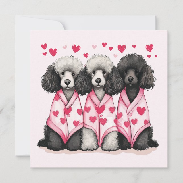 Valentines day Standard Pudel Hundar Julkort (Framsida)