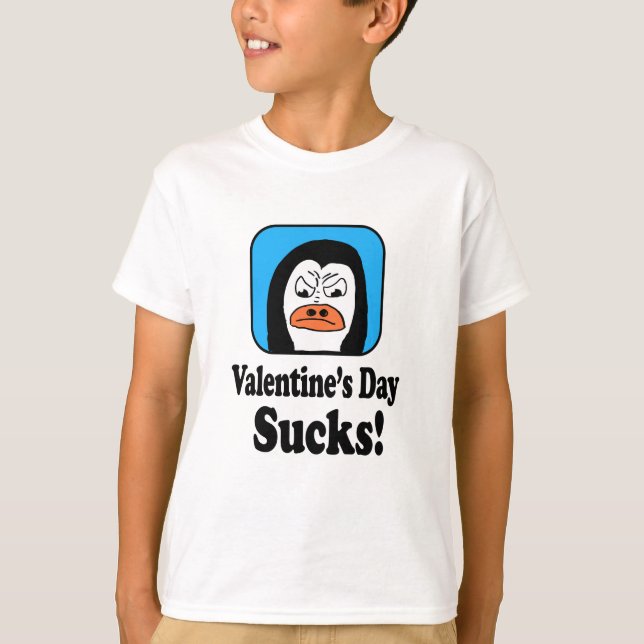 Valentine's Day Sucks Penguin T Shirt (Framsida)