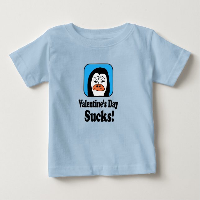 Valentine's Day Sucks Penguin T Shirt (Framsida)