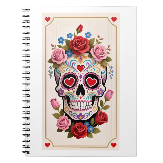 Valentines Day Sugar Skull Notebook Anteckningsbok (Framsidan)