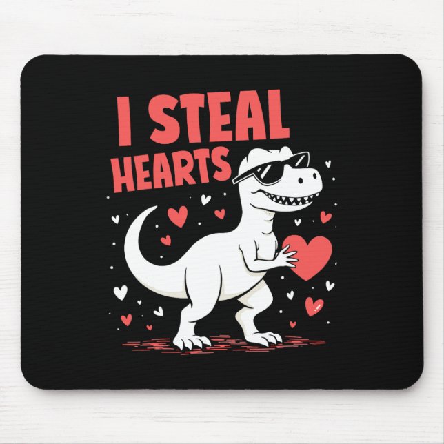 Valentines day T-rex I Steal Hearts Dinosaur Kärle Musmatta (Framsidan)