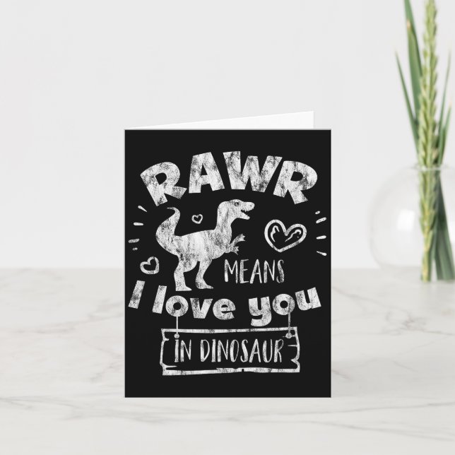 Valentine's Day T-rex Rawr Means I Love You In Din Kort (Framsida)