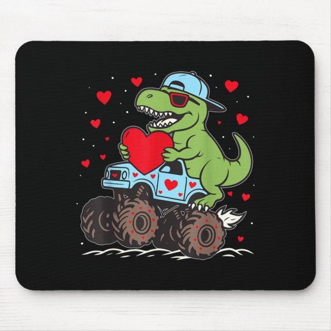 Valentines Day T Rex Riding Monster Truck Funny To Musmatta (Framsidan)