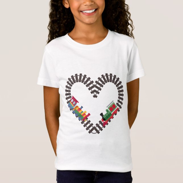 Valentines day Tåg järnvägar Heart T Shirt (Framsida)