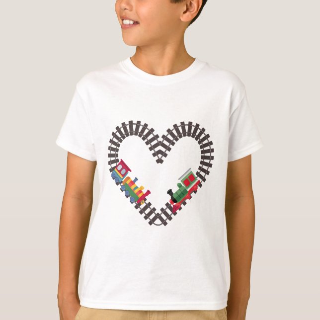 Valentines day Tåg järnvägar Heart T Shirt (Framsida)