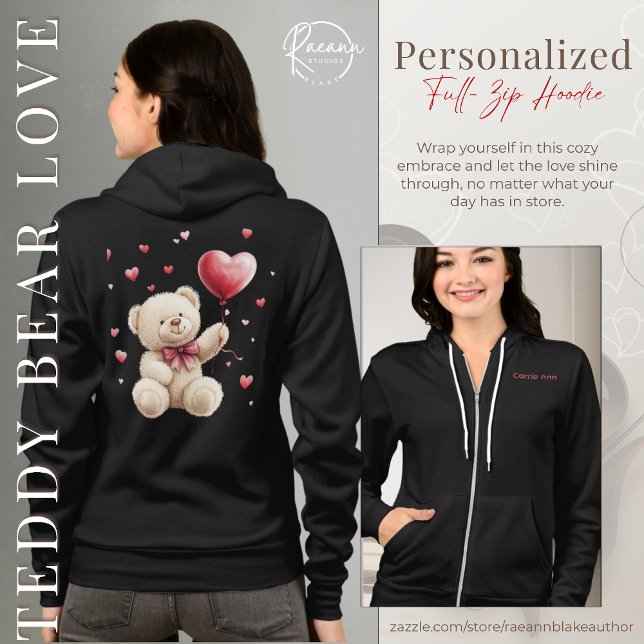 Valentine's Day Teddy Bear Love Full-zip Hoodie T Shirt (Skapare uppladdad)