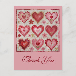 Valentine's Day-tema Quiltning Mönster Patchwork Vykort