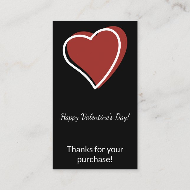 Valentine's Day Thanks for Your Purchase Visitkort (Framsida)