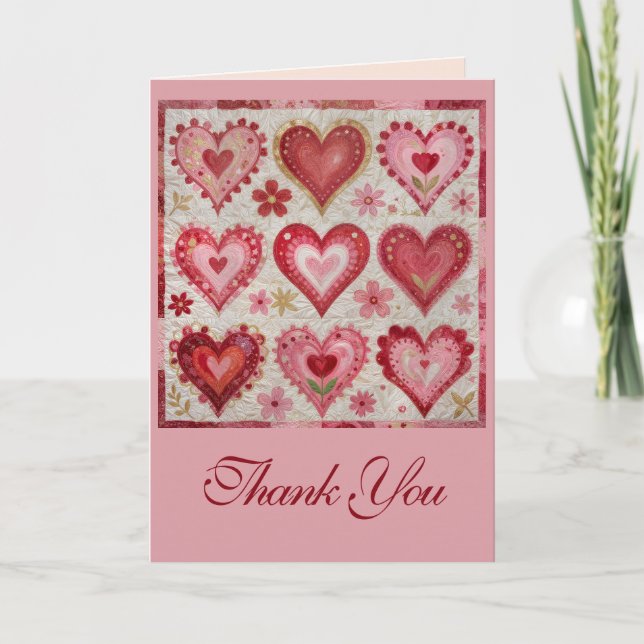 Valentine's Day Themed Quilting Pattern Patchwork Kort (Framsida)