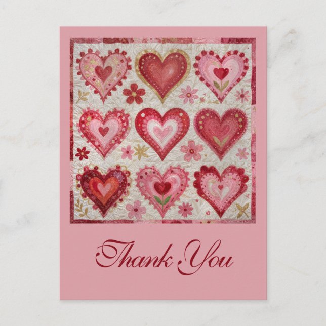 Valentine's Day Themed Quilting Pattern Patchwork Vykort (Framsida)