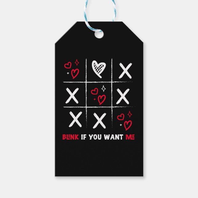 Valentines day Tic Tac Toe Funny Valentine Present Presentetikett (Framsidan)