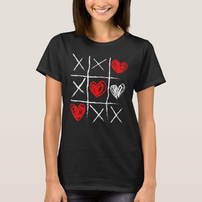 Valentine's Day Tic Tac Toe Valentine Cute Heart T Shirt (Framsida)