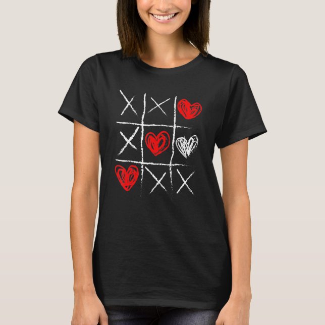 Valentine's Day Tic Tac Toe Valentine Funny Cute H T Shirt (Framsida)
