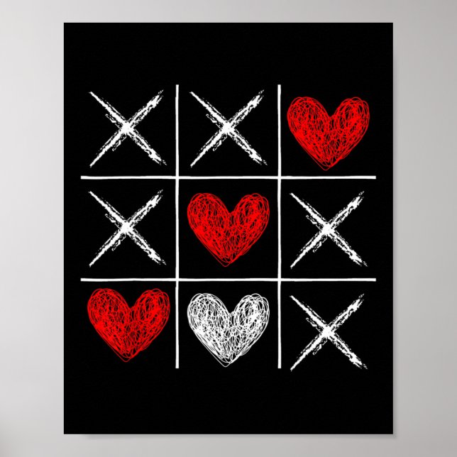 Valentines Day Tic-tac-toe Xo-xo Funny Valentine G Poster (Framsidan)