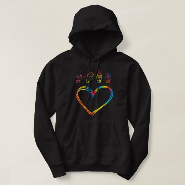 Valentines day Tie Dye | I Kärlek Hjärtand Sig Hoodie (Design framsida)