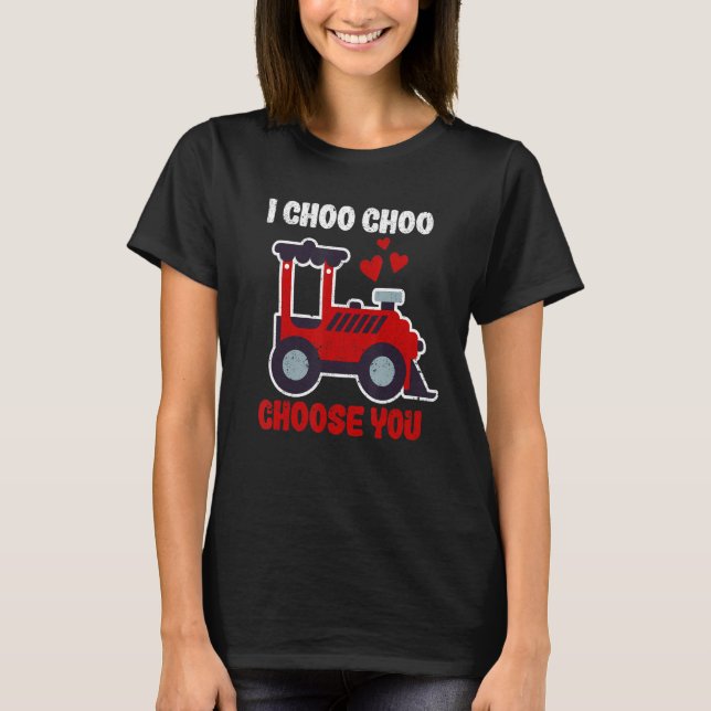 Valentine's Day Train  Couples I Choo Choo Choose  T Shirt (Framsida)