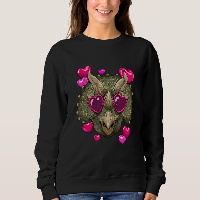 Valentines Day Triceratops Heart Couples Love Day  T Shirt (Framsida)