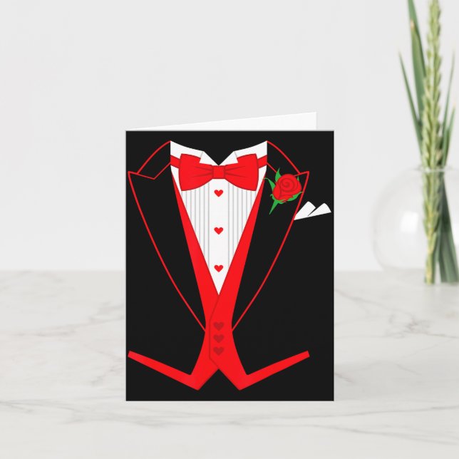 Valentine's Day Tuxedo Red Bow Tie Costume For Guy Kort (Framsida)