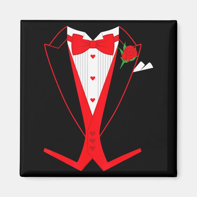 Valentine's Day Tuxedo Red Bow Tie Costume For Guy Magnet (Framsidan)