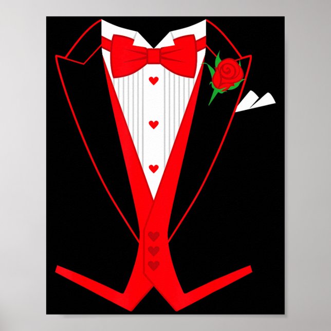 Valentine's Day Tuxedo Red Bow Tie Costume For Guy Poster (Framsidan)