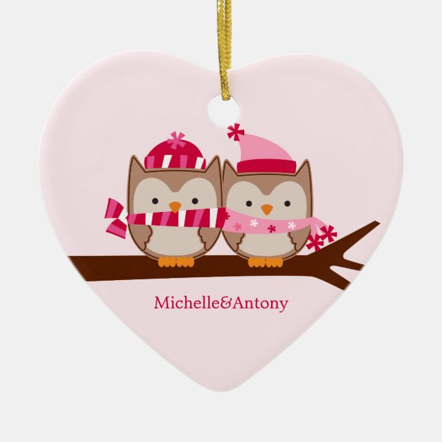 Valentines day Uggla Julgransprydnad Keramik (Framsidan)