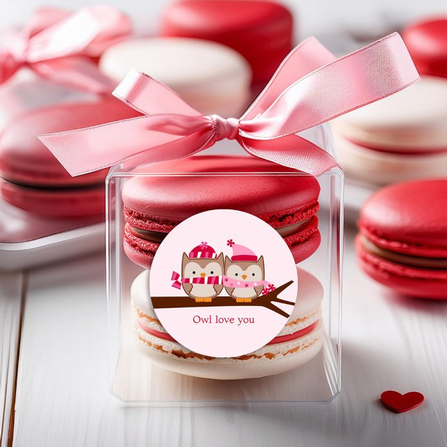 Valentines day Uggla Runt Klistermärke (Skapare uppladdad)