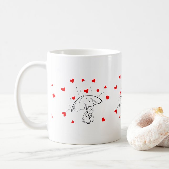 Valentine's Day Umbrella Red Hearts Mugs Kaffemugg (Med munk)
