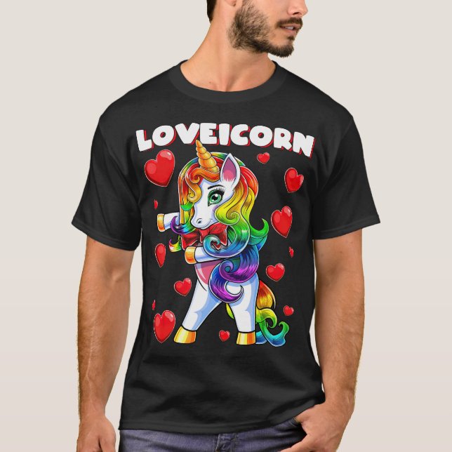 Valentines day: Unicorn Kärlek Heart Gift T Shirt (Framsida)