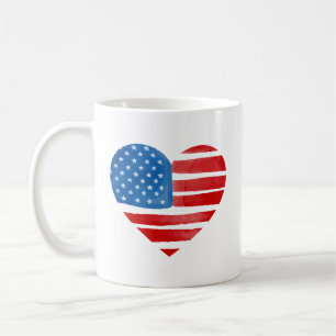 Valentines day US American Flagga Heart Patriotic Kaffemugg