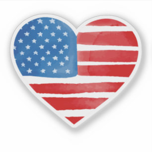 Valentines day US American Flagga Heart Patriotic Klistermärken