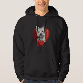 Valentines Day Väster Highland White Terrier Hoodie