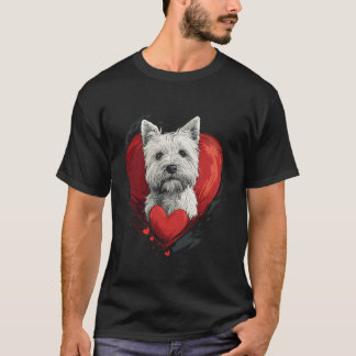 Valentines Day Väster Highland White Terrier T Shirt