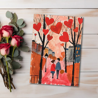 Valentines day vykort - rullning i parken