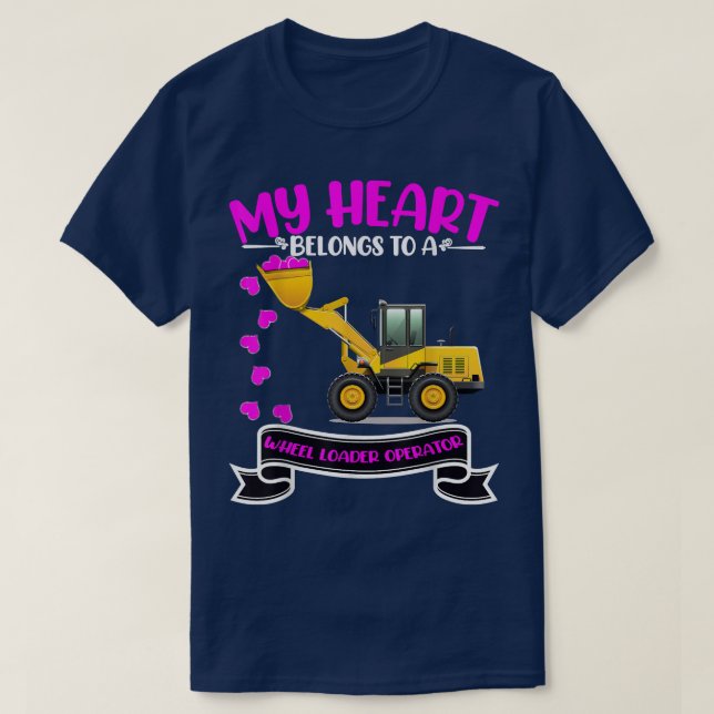 Valentines day Wheel Loader Operators Maka Doaught T Shirt (Design framsida)