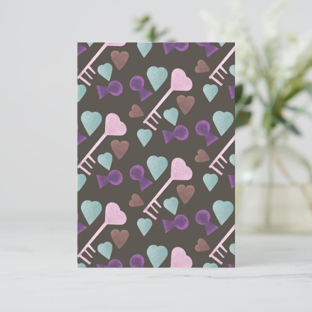 Valentines Day Whimisical Vattenfärg Choco Hjärtan Kort (Stående Fram)