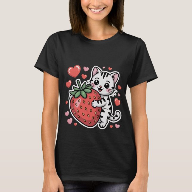 Valentine's Day White Cat Love You Heart Art ✨🐱❤️ T Shirt (Framsida)